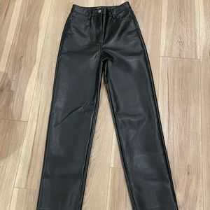 BLACK VEGAN LEATHER WILFRED PANTS SIZE 00